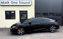 Black 2017 Honda Civic Coupe Turbo with premium dark window tint